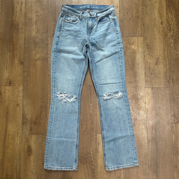 American Eagle Outfitters Denim - American Eagle 90s Bootcut Jeans Distressed Light Wash High Rise Long Size 2